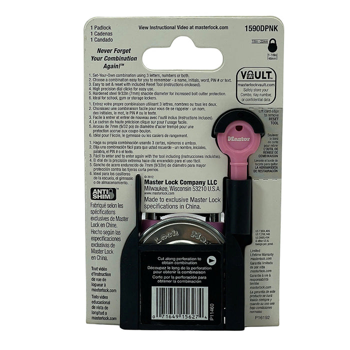 Ổ khóa mật mã kết hợp chữ và số Master Lock 1590DPNK cao cấp, thân khóa bằng kim loại 49mm