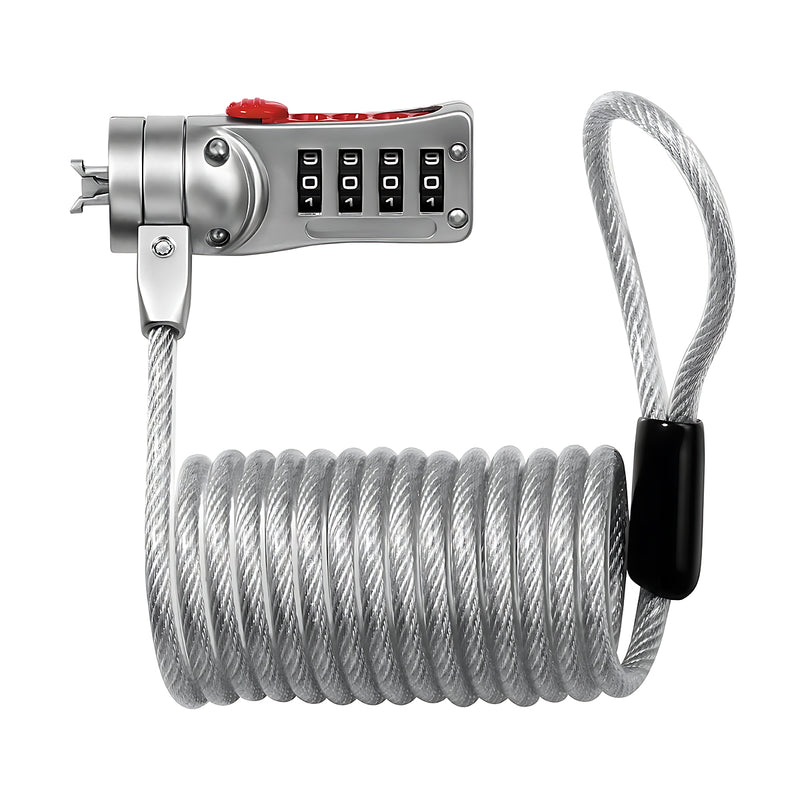 Ổ khóa dây 4 cọc số khóa laptop Master Lock 2120EURD cao cấp, dây cáp thép dài 1.8m được bọc nhựa vinyl