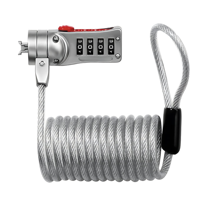 Ổ khóa dây 4 cọc số khóa laptop Master Lock 2120EURD cao cấp, dây cáp thép dài 1.8m được bọc nhựa vinyl