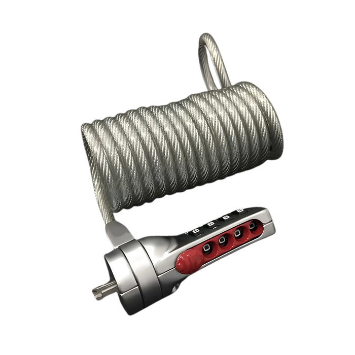 Ổ khóa dây 4 cọc số khóa laptop Master Lock 2120EURD cao cấp, dây cáp thép dài 1.8m được bọc nhựa vinyl