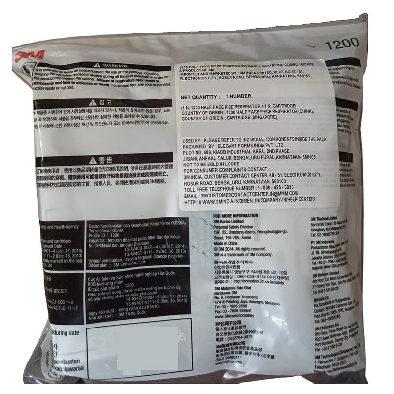 Mặt nạ phòng độc 1 phin lọc 3M Taishan 1200 chuẩn kết nối Snap-Fit ( Nhấn )