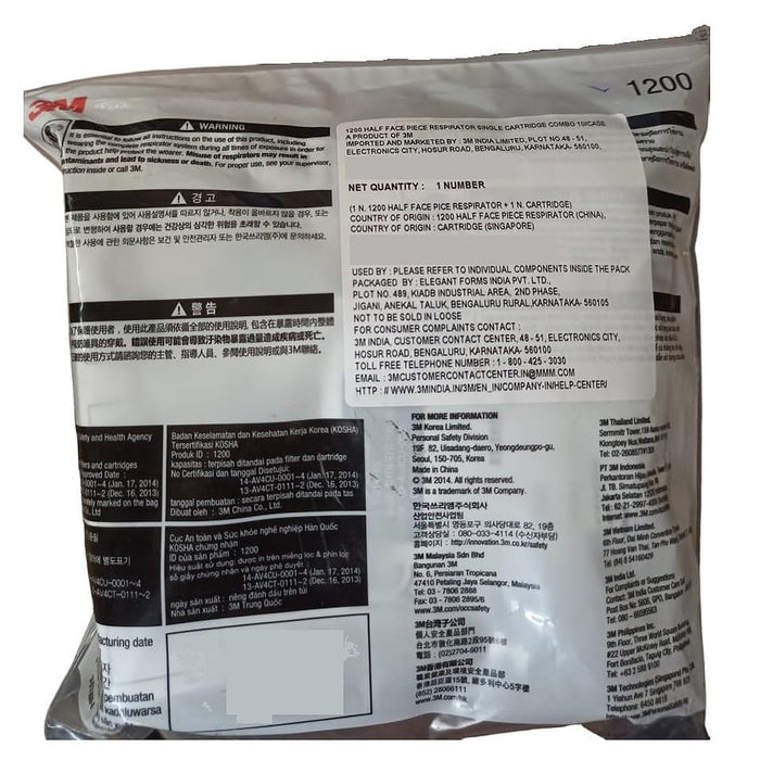 Mặt nạ phòng độc 1 phin lọc 3M Taishan 1200 chuẩn kết nối Snap-Fit ( Nhấn )