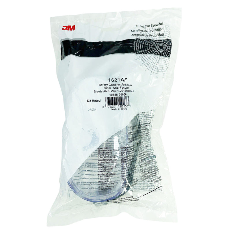 Kính bảo hộ chống hóa chất 3M 1621 chất liệu nhựa Polycarbonate, chống tia UV