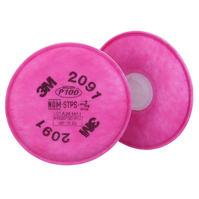 Túi 2 tấm lọc bụi P100 3M 2091 dùng cho mặt nạ phòng độc chuẩn kết nối Bayonet ( Ngàm xoay )