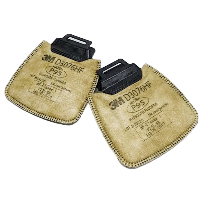 Túi 2 tấm lọc bụi P95 và khí Hydrogen Fluoride (HF) hỗ trợ giảm mùi Axit mức thấp 3M Secure Click D3076HF dùng cho mặt nạ phòng độc HF-800 Series