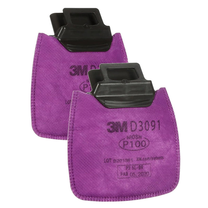 Túi 2 tấm lọc bụi P100 3M Secure Click D3091 dùng cho mặt nạ phòng độc HF-800 Series
