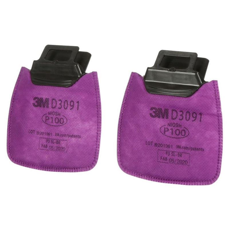 Túi 2 tấm lọc bụi P100 3M Secure Click D3091 dùng cho mặt nạ phòng độc HF-800 Series