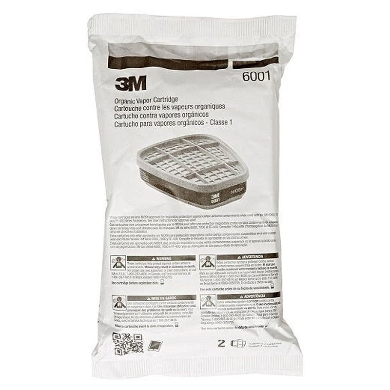Túi 2 phin lọc khí hữu cơ 3M 6001 dùng cho mặt nạ phòng độc chuẩn kết nối Bayonet ( Ngàm xoay )