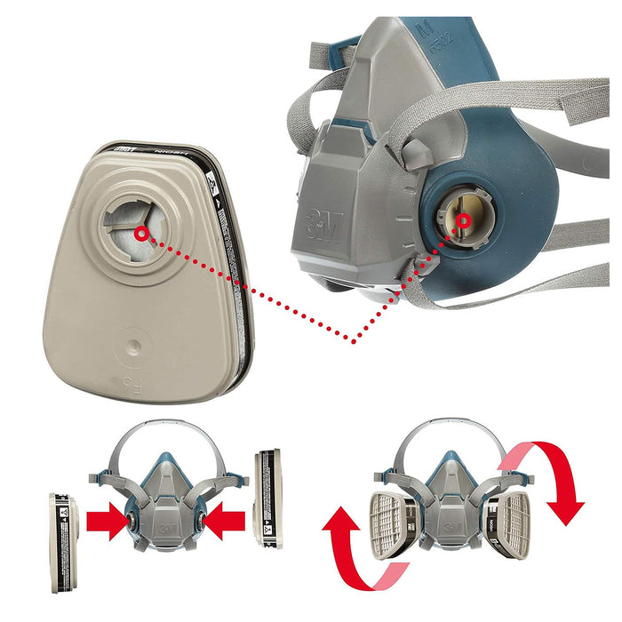 Túi 2 phin lọc khí hữu cơ 3M 6001 dùng cho mặt nạ phòng độc chuẩn kết nối Bayonet ( Ngàm xoay )