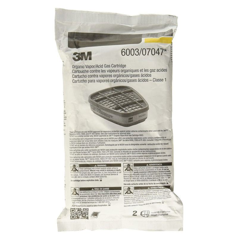 Túi 2 phin lọc khí hữu cơ và khí Axit 3M 6003 dùng cho mặt nạ phòng độc chuẩn kết nối Bayonet ( Ngàm xoay )