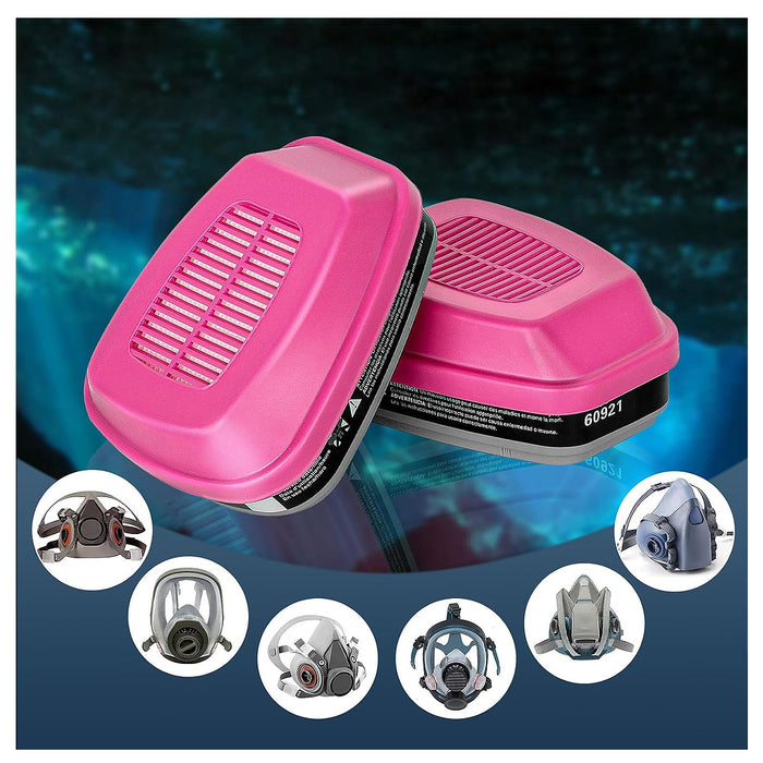 Túi 2 hộp phin lọc bụi P100 và khí hữu cơ 3M 60921 dùng cho mặt nạ phòng độc chuẩn kết nối Bayonet ( Ngàm xoay )
