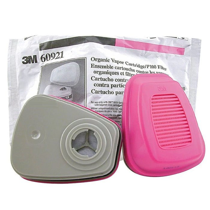 Túi 2 hộp phin lọc bụi P100 và khí hữu cơ 3M 60921 dùng cho mặt nạ phòng độc chuẩn kết nối Bayonet ( Ngàm xoay )