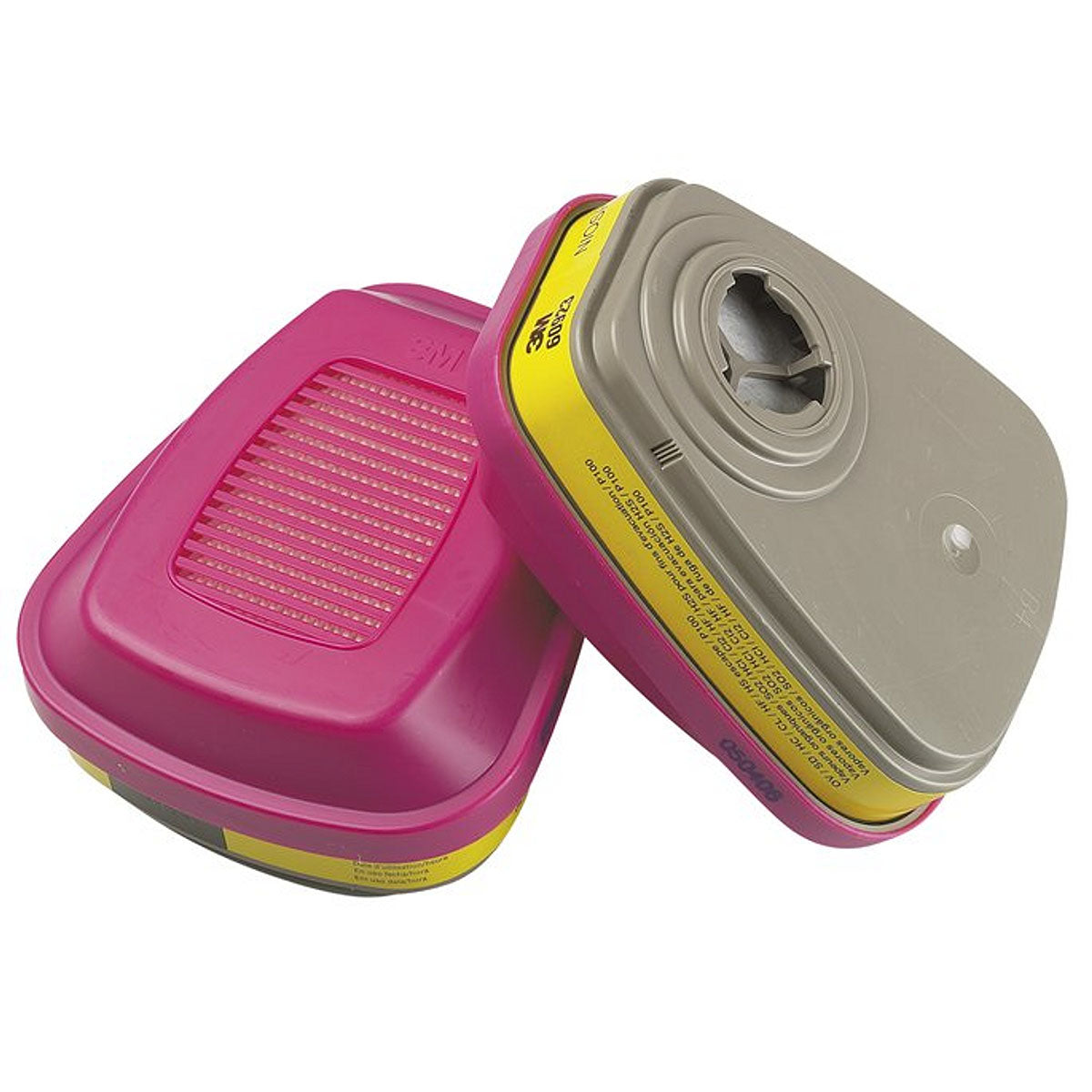 Túi 2 hộp phin lọc bụi P100, khí hữu cơ và khí Axit 3M 60923 dùng cho mặt nạ phòng độc chuẩn kết nối Bayonet ( Ngàm xoay )