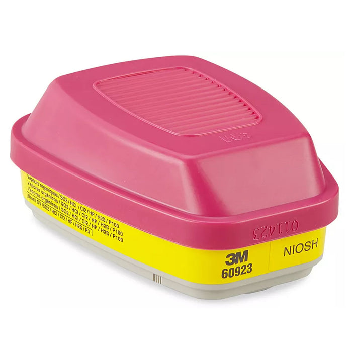 Túi 2 hộp phin lọc bụi P100, khí hữu cơ và khí Axit 3M 60923 dùng cho mặt nạ phòng độc chuẩn kết nối Bayonet ( Ngàm xoay )
