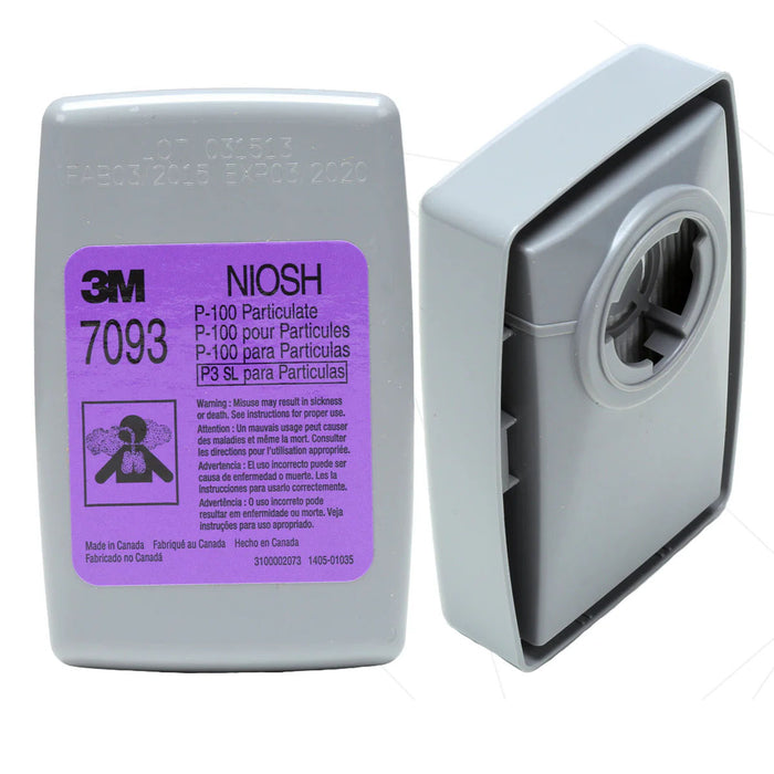 Túi 2 hộp phin lọc bụi P100 kèm khả năng bảo vệ trước iốt phóng xạ 3M 7093B chuẩn kết nối Bayonet ( Ngàm xoay )