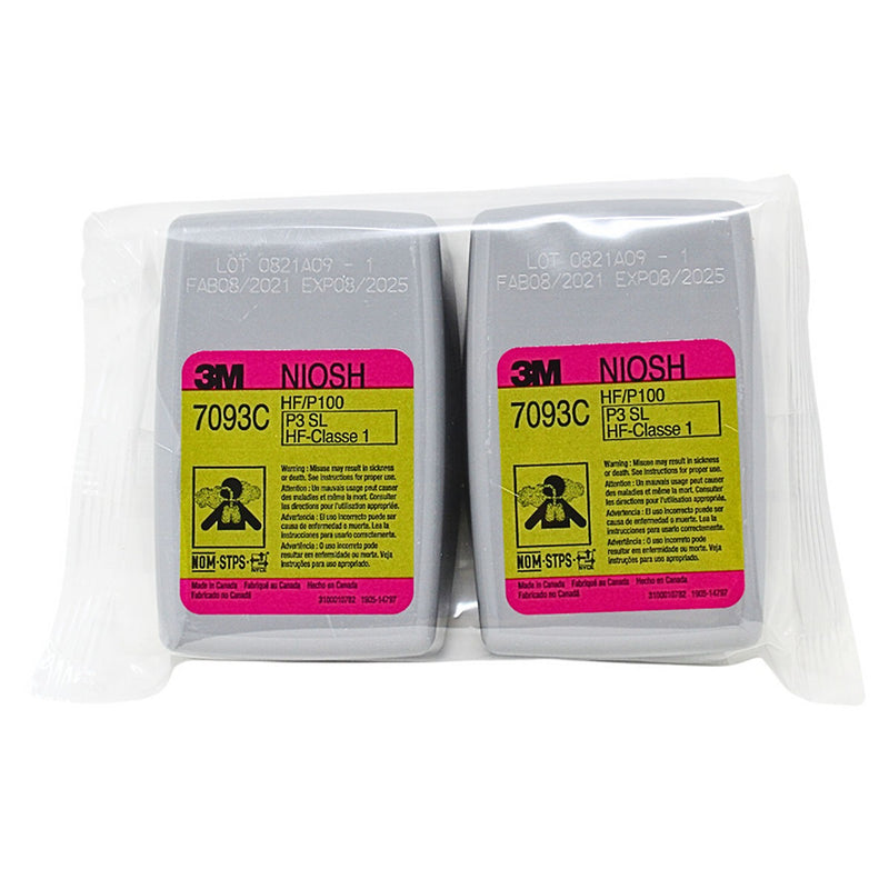 Túi 2 hộp phin lọc bụi P100 và lọc khí Hydrogen Fluoride (HF) hỗ trợ giảm mùi Axit mức thấp 3M 7093C chuẩn kết nối Bayonet ( Ngàm xoay )