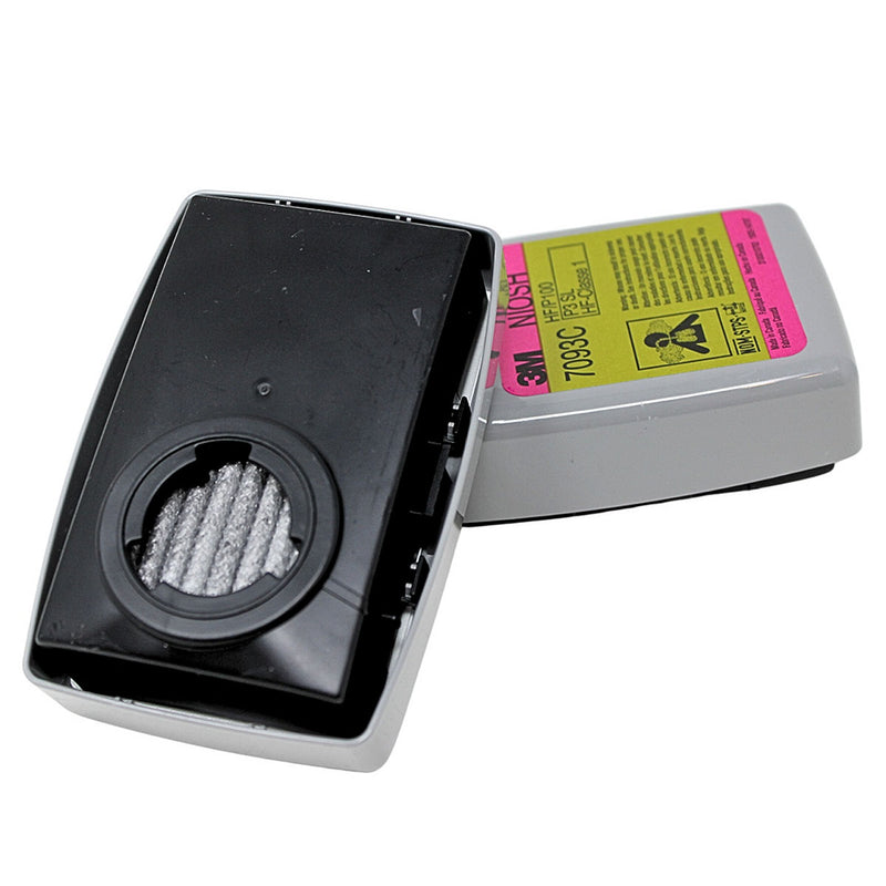 Túi 2 hộp phin lọc bụi P100 và lọc khí Hydrogen Fluoride (HF) hỗ trợ giảm mùi Axit mức thấp 3M 7093C chuẩn kết nối Bayonet ( Ngàm xoay )