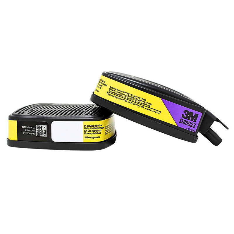 Túi 2 phin lọc khí hữu cơ, khí Axit và bụi hạt P100 3M Secure Click D80923 dùng cho mặt nạ phòng độc HF-800 Series