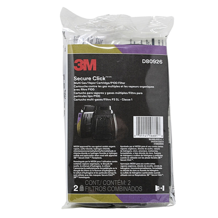 Túi 2 phin lọc đa năng 3M Secure Click D80926 dùng cho mặt nạ phòng độc HF-800 Series