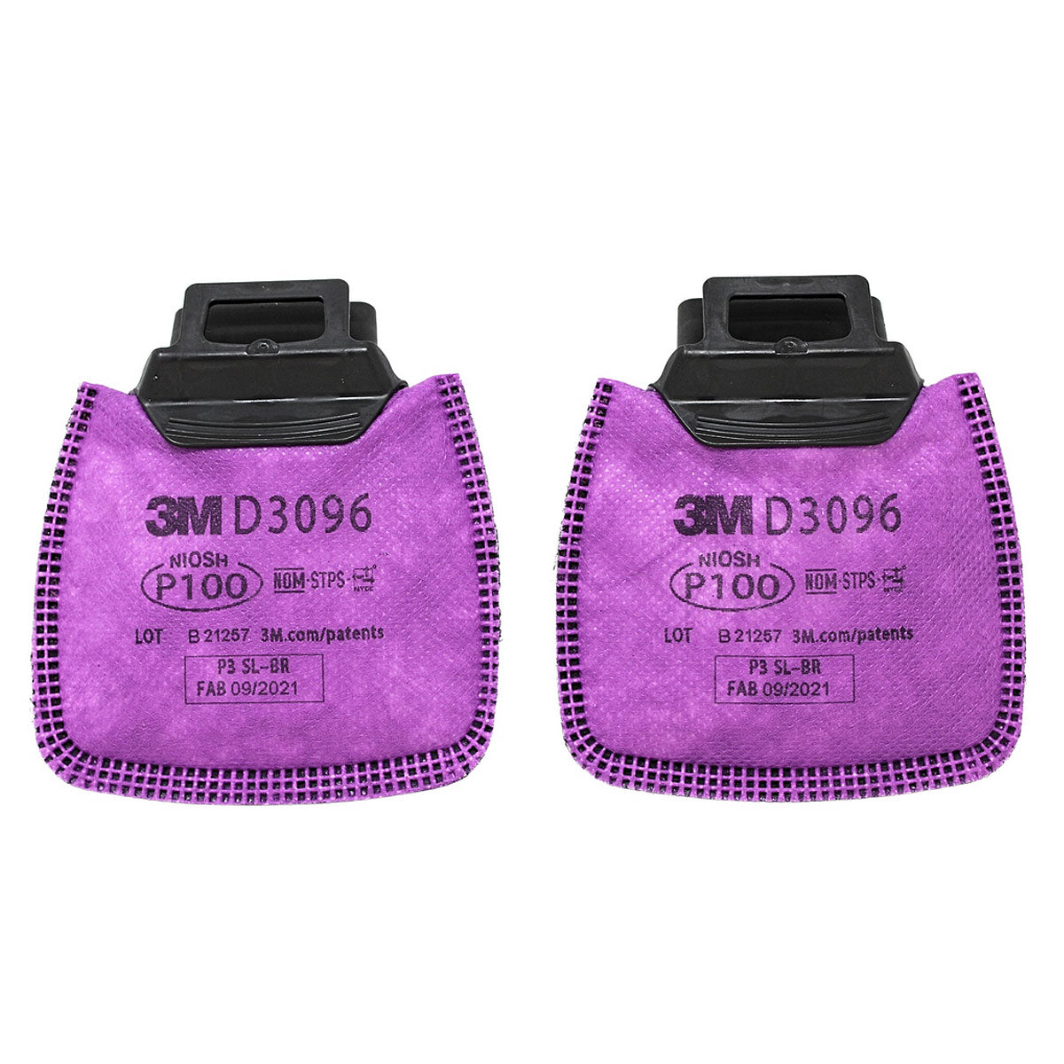 Túi 2 tấm lọc bụi P100 và chống khí Ozone 3M Secure Click D3096 dùng cho mặt nạ phòng độc HF-800 Series