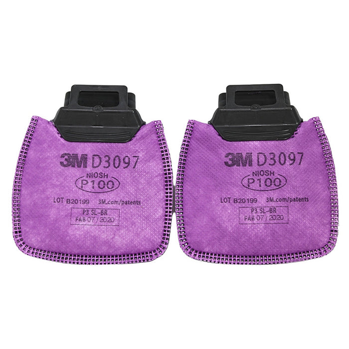 Túi 2 tấm lọc bụi P100, có lớp than hoạt tính giảm mùi 3M Secure Click D3097 dùng cho mặt nạ phòng độc HF-800 Series