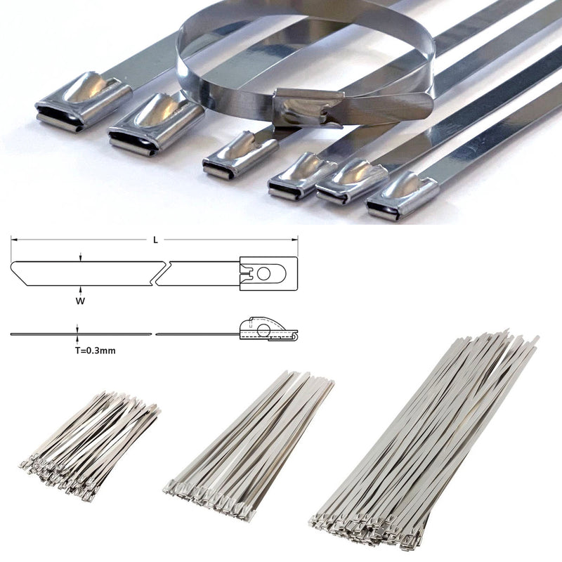 Dây rút Inox 316 KST cao cấp, không bọc nhựa (Uncoated), loại bi gài (Ball-lock), bản size S rộng 4.5mm, dài từ 125mm - 1050mm