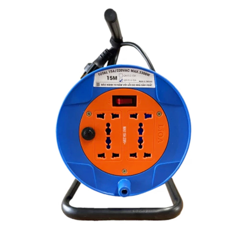 Ổ cắm nối dài rulo tay quay LIOA QND-Series, có Aptomat (CB) chống quá tải