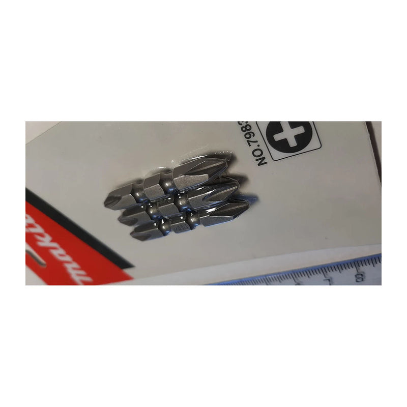 Vĩ 3 mũi vặn vít 2 đầu bake Makita 798308-1 kích thước PH2 x 45mm, đuôi lục giác 6.35mm ( 1/4 inch ) ( Cấp 3 sao )