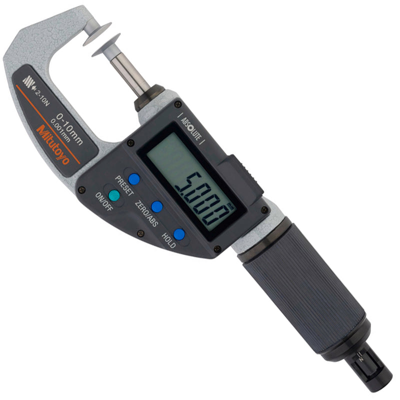 Panme điện tử Mitutoyo Series 227 - Quickmike Disc Micrometers, Non-Rotating Spindle, Force Adjustment. Hàm kẹp đĩa đo nhanh, Có chỉnh lực kẹp. trục đo không xoay. Có cổng SPC xuất dữ liệu