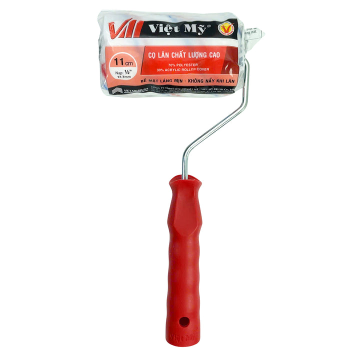 Cọ lăn Việt Mỹ 11cm - 23cm, lông màu vàng kem, tay cầm nhựa