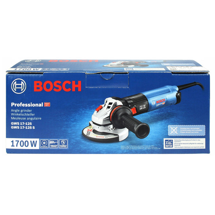 Máy mài góc Bosch GWS 17-125 S, đường kính lưỡi 125mm, công suất 1700W, có điều tốc, mã số 06017D0300