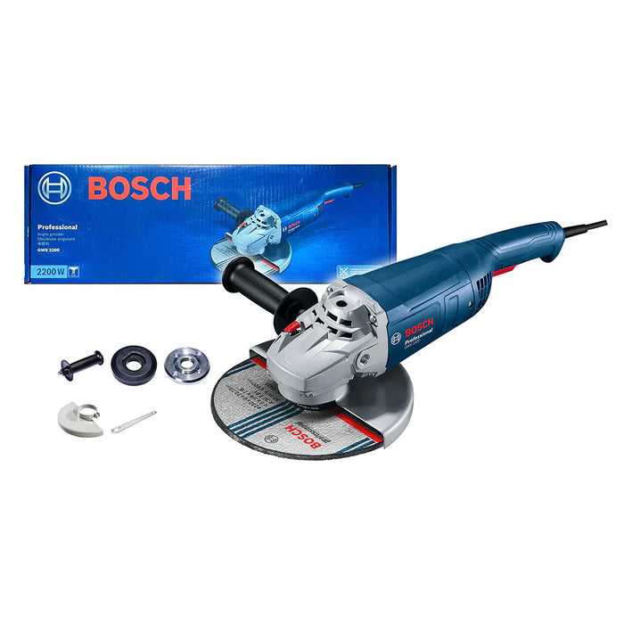 Máy mài góc Bosch GWS 2200-230, đường kính lưỡi 230mm, công suất 2200W, công tắc bóp, mã số 06018C10K0