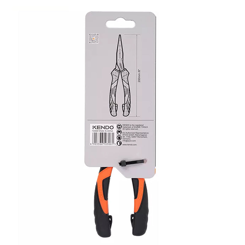 Kìm nhọn Kendo dài 7 inch - 8 inch (185mm - 200mm), vật liệu thép CR-V, có trợ lực, hệ chuyên nghiệp