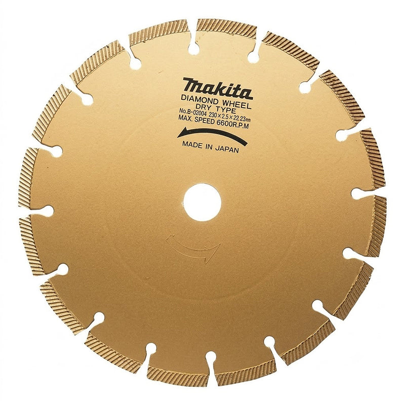 Lưỡi cắt kim cương 230mm Makita B-02004 dùng cho bê tông và đá granite, lỗ cốt 22.23mm (Cắt khô)