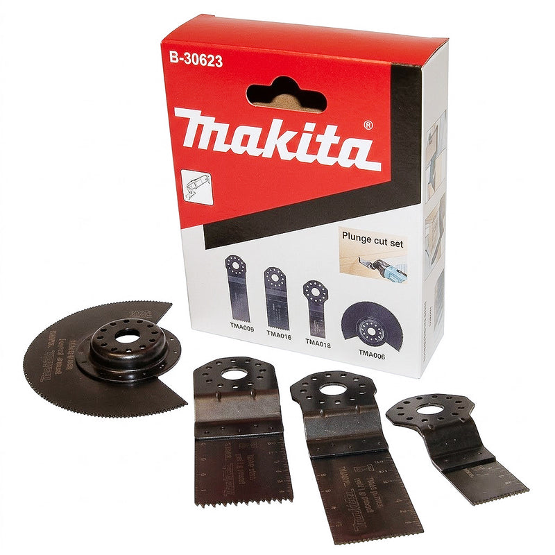 Bộ lưỡi cắt rung 4 chi tiết Makita B-30623 dùng cho gỗ và kim loại, chuẩn OIS