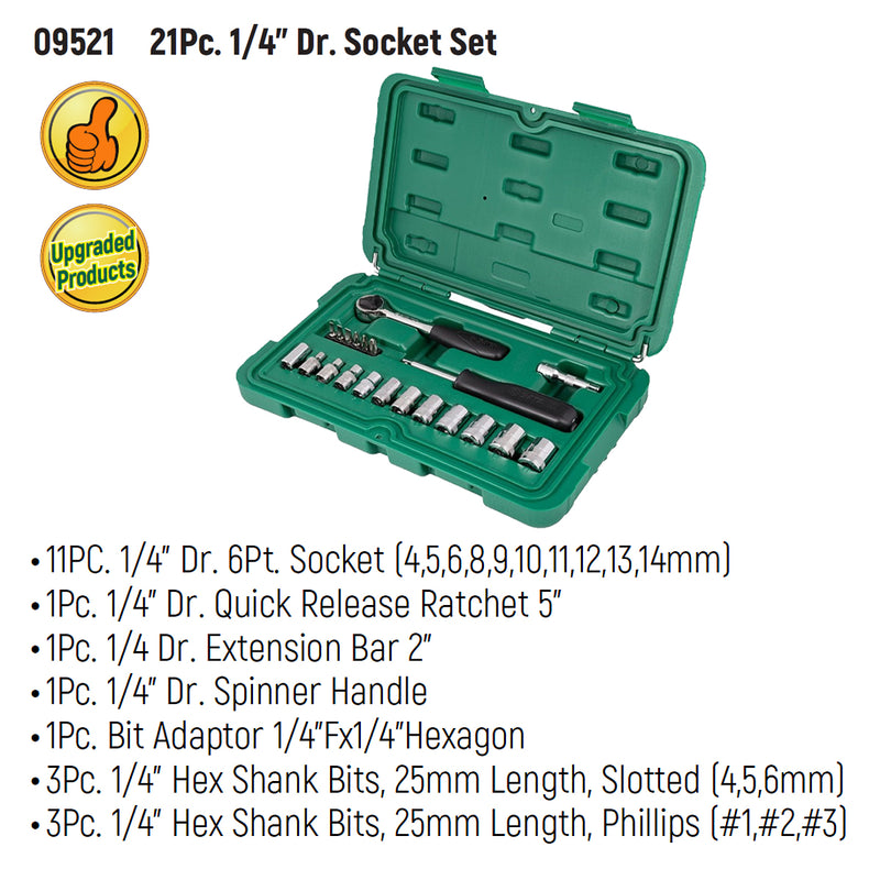 21個入り 1/4インチ ドクターソケットセット SATA 09521
