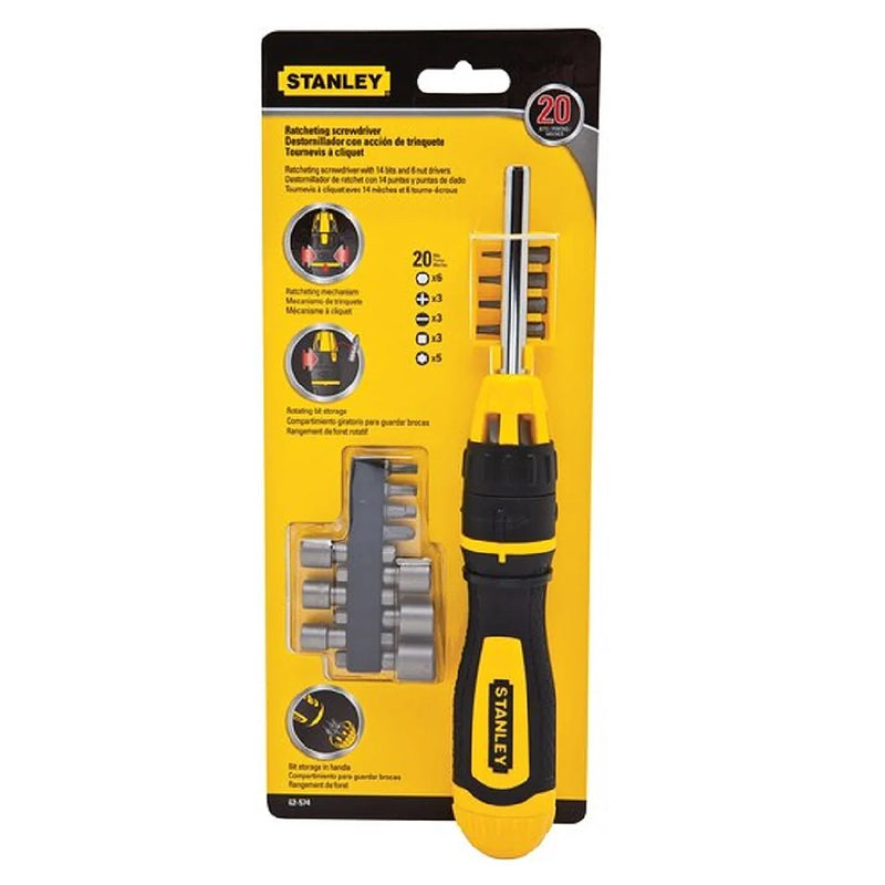 Bộ tua vít đa năng tự động hệ inch, 20 chi tiết Stanley 62-574