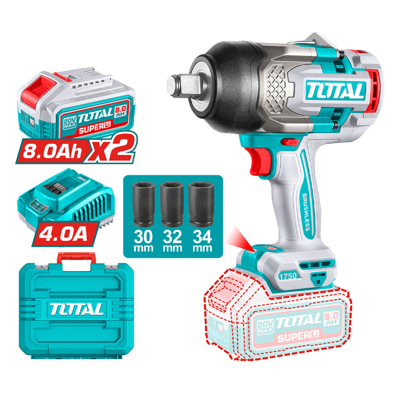 Máy siết bu lông Total TIWLI20175 dùng Pin 20V, cốt 3/4 inch