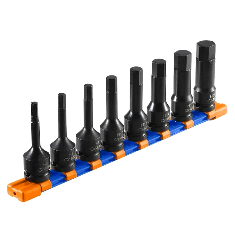Bộ mũi vặn vít đầu lục giác, gắn đầu siết bu lông 8 chi tiết Wadfow WMS3408 cốt 1/2 inch, kích thước từ H6 - H19