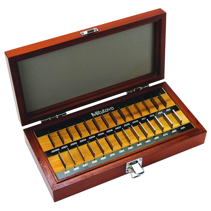 Bộ căn mẫu Mitutoyo 28 chi tiết hệ inch, kiểu khối vuông (từ 0.02005 inch - 0.090 inch) | Inch Square gauge block set