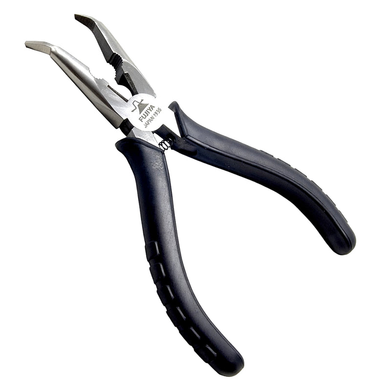 Kìm mũi nhọn cong Fujiya AWB-150S 150mm mũi thép mạ bạc, cán nhựa đen chống trượt có lò xo trợ lực.