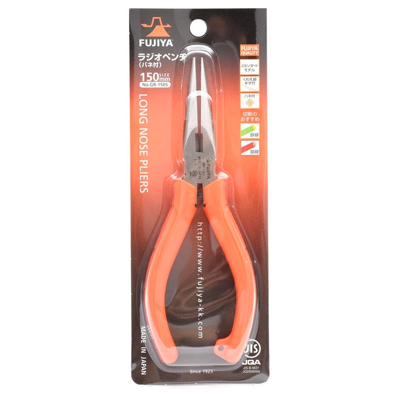 Kìm mũi nhọn, có lò xo trợ lực, hàm kẹp răng cưa Fujiya GR Series kích thước từ 125mm - 150mm