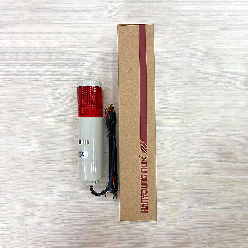 Đèn báo nhiều tầng dạng tháp Ø55mm Hanyoung Nux HY-TWBN Series, kiểu đèn sáng liên tục có tích hợp còi báo và nhấp nháy. Tiêu chẩn CE, (IPX0 - dùng trong nhà)