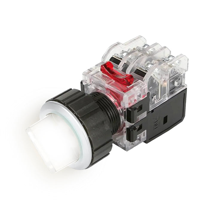 Công tắc xoay tích hợp đèn báo, mặt nhôm Hanyoung Nux MRT-A series, Lỗ khoét Ø30mm. Tiêu chuẩn CE, KC