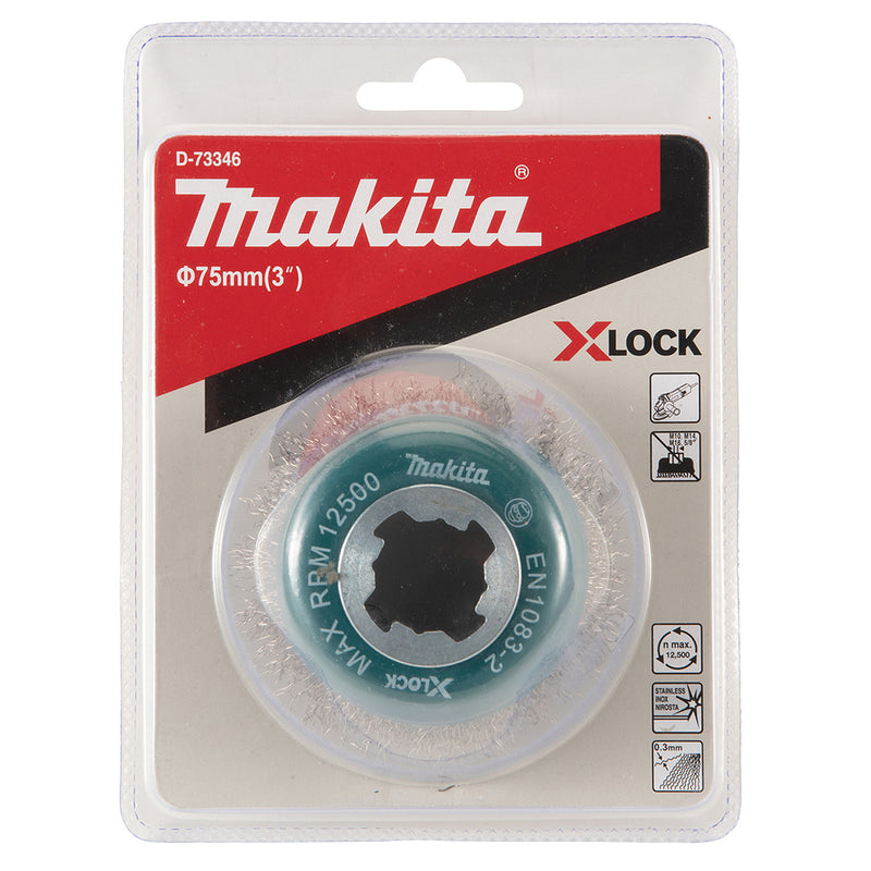 Chén cước sợi Inox Makita D-73346 đường kính 75mm, công nghệ X-LOCK