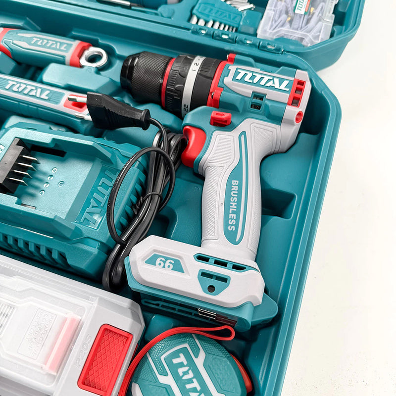 Bộ dụng cụ kèm máy khoan búa 166 chi tiết Total THKTHP41667