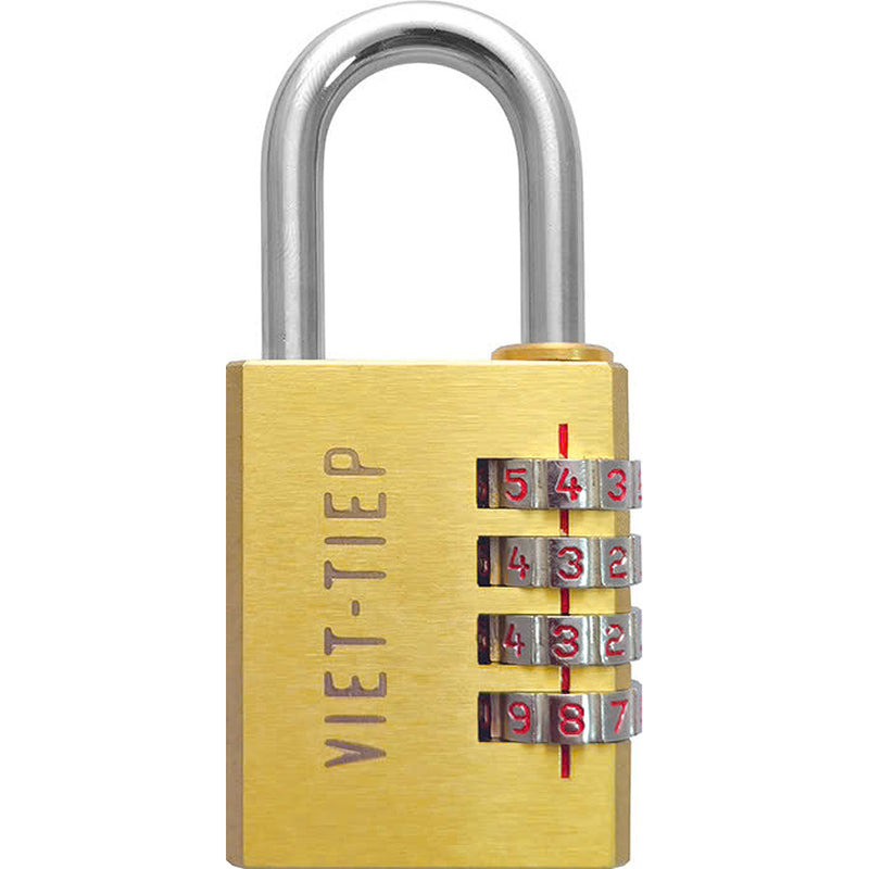 Ổ khóa số Việt Tiệp, thân khóa rộng từ 30mm - 39.8mm, thân khóa bằng hợp kim đồng, 4 cọc số