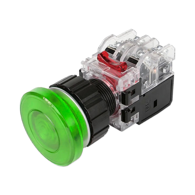 Công tắc dừng khẩn cấp có tích hợp đèn báo viền nhôm Hanyoung Nux MRA-N series, Lỗ khoét Ø25mm