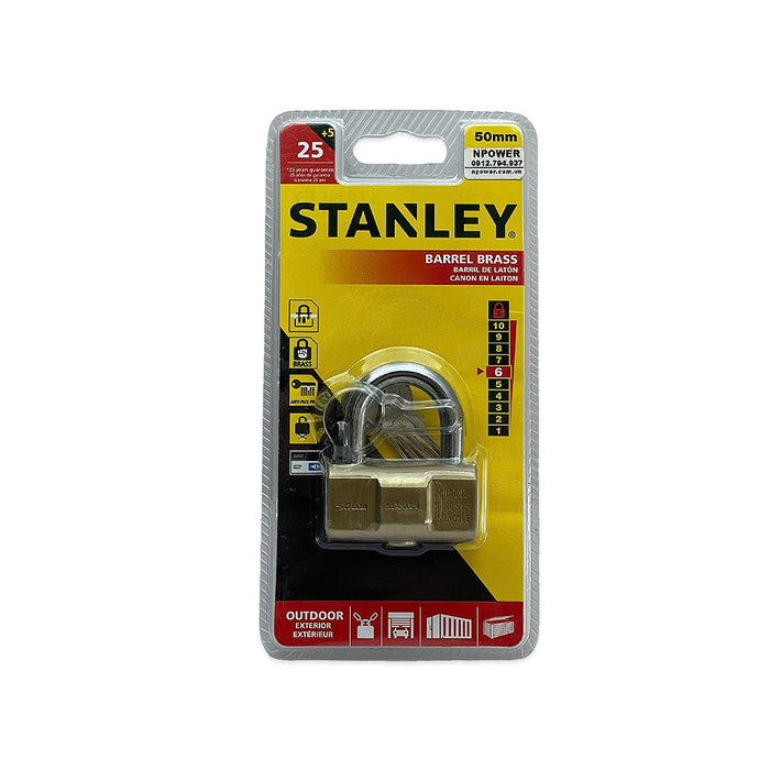 Ổ khóa treo đồng thau STANLEY kích thước 40mm - 50mm, càng khóa bằng thép cường lực.