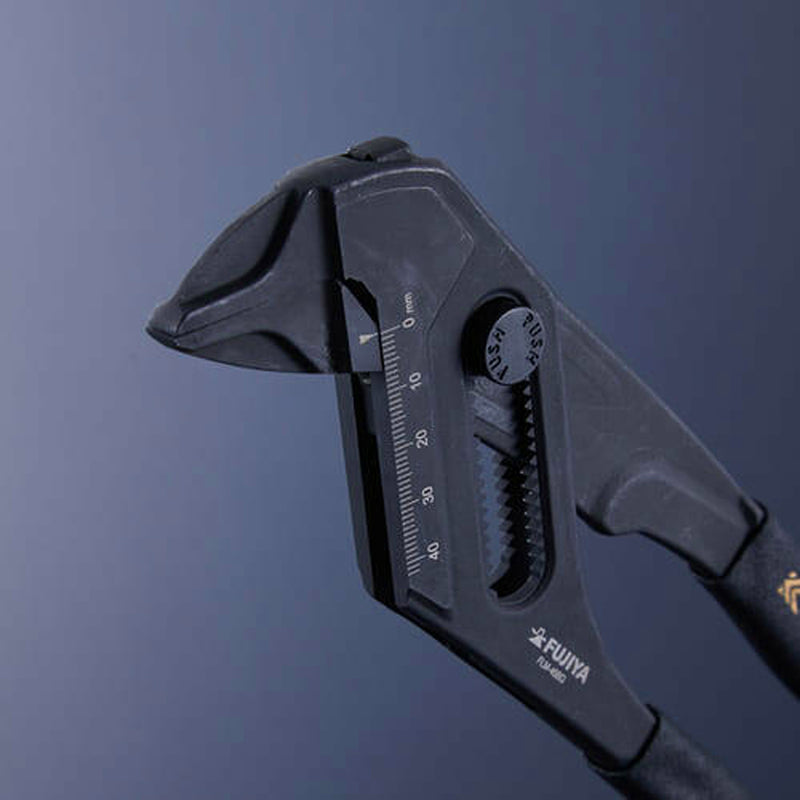 Mỏ lết điều chỉnh nhanh Fujiya FLM-45-BG Kurokin-Series, kích thước 263.5mm, độ mở ngàm từ 0 ~ 45mm. Tiêu chuẩn RoHS